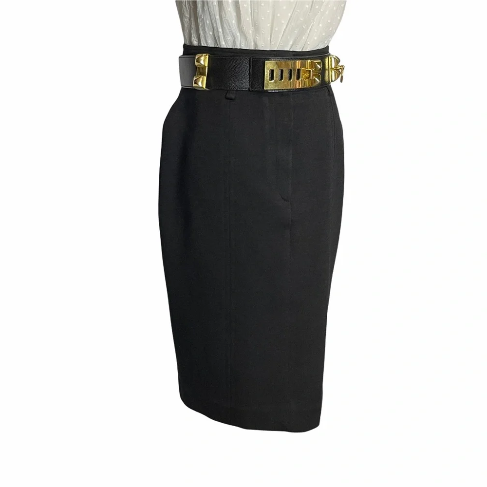 Vintage Christian Dior Charcoal Gray Pencil Skirt - Picture 14 of 15